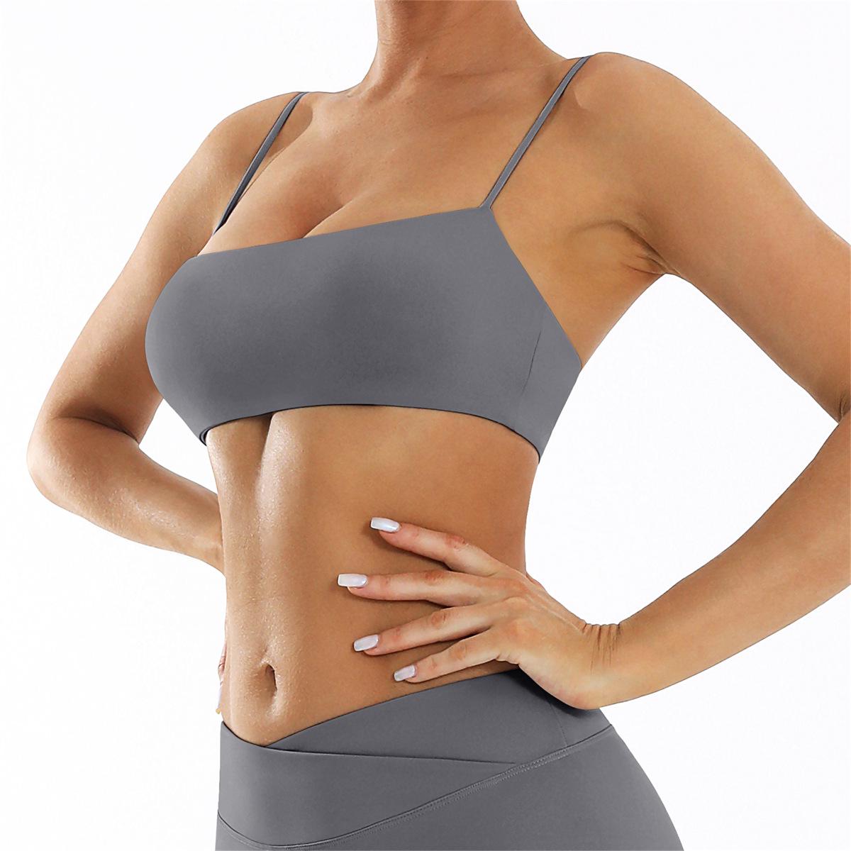 

Быстросохнущий бюстгальтер для йоги с эффектом «нюдовой кожи» и красивым дизайном спины - Облегающий, Внутренний топ-майка для летнего фитнеса Small