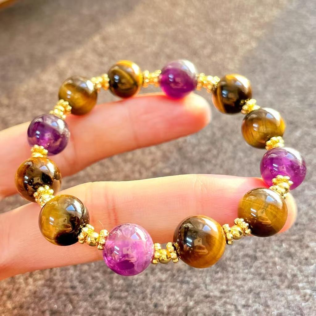 High Matching Retro High Quality Natural Tiger'S Eye Amethyst Mix And Match Design Bracelet Bracelet.