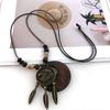 Boho Sweater Chain Hollow Leaves Clothing Pendant Vintage Necklace  Gifts