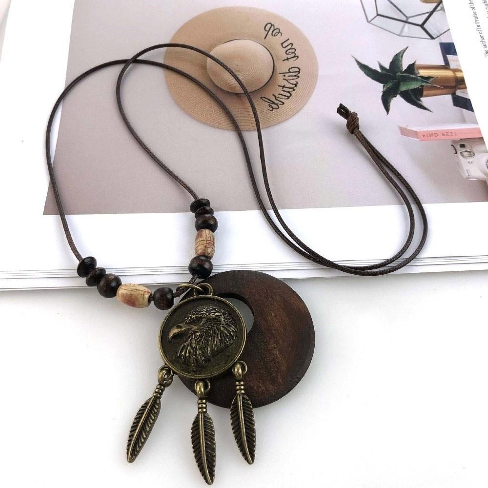 Boho Sweater Chain Hollow Leaves Clothing Pendant Vintage Necklace  Gifts