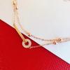 Women's Cold Style Double Layer Bracelet with Bean Beads & Diamond Ring – Light Luxury for Best Friends