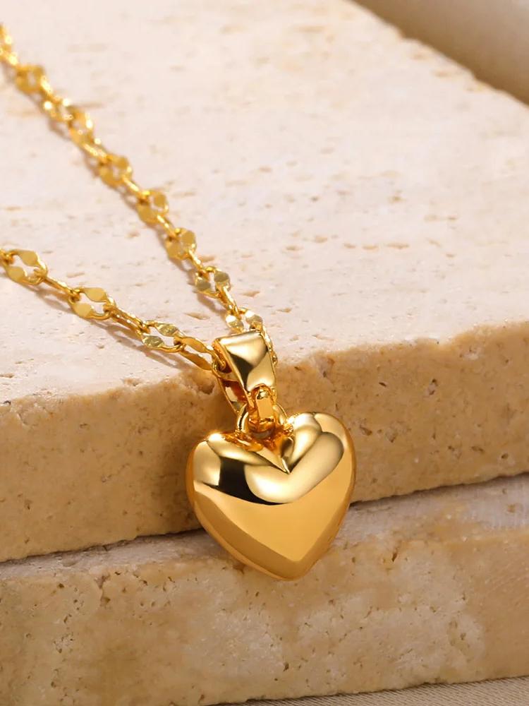 Stainless Steel Gold Beloved Charm Pendant Necklace for Women New Trend Girls Clavicle Chain Jewelry Holiday Gift