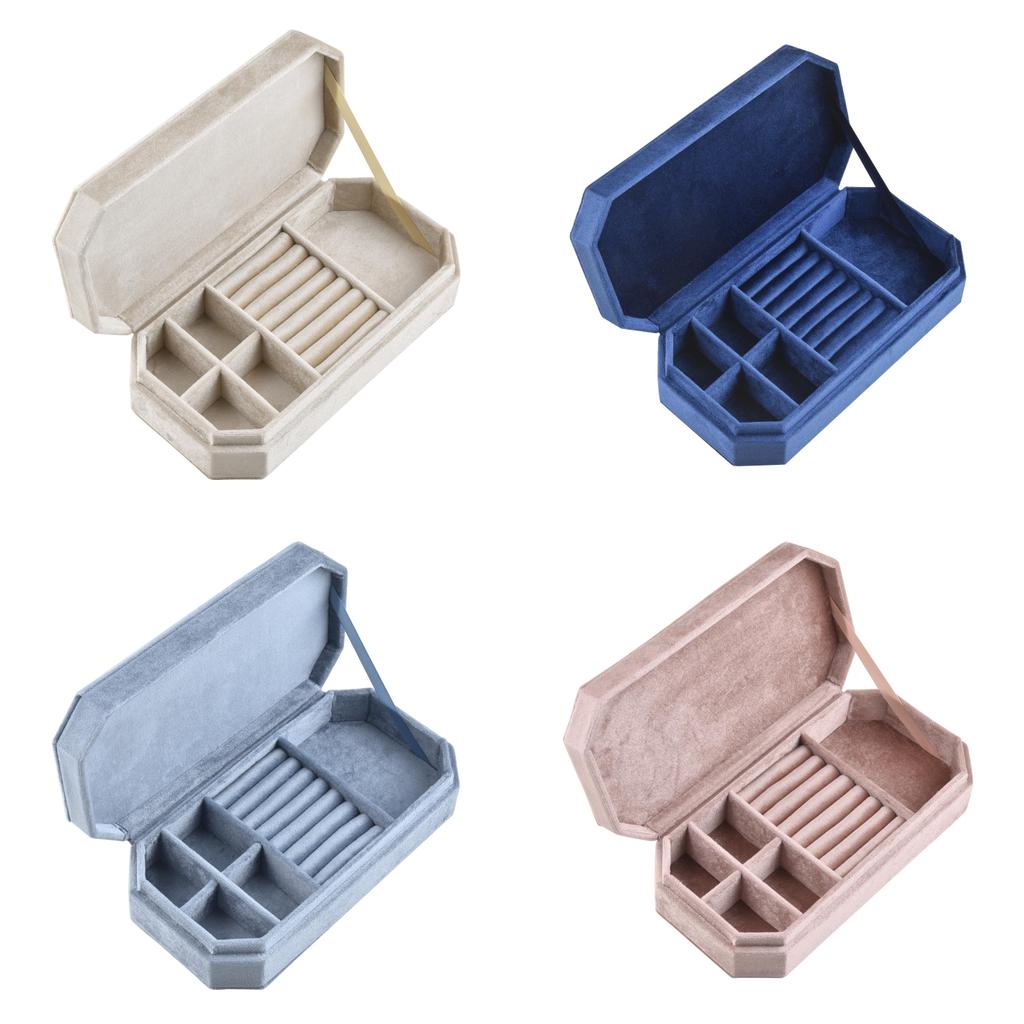 Velvet Travel Jewelry Organizer With Multi Compartment Storage For Home And Travel Use
