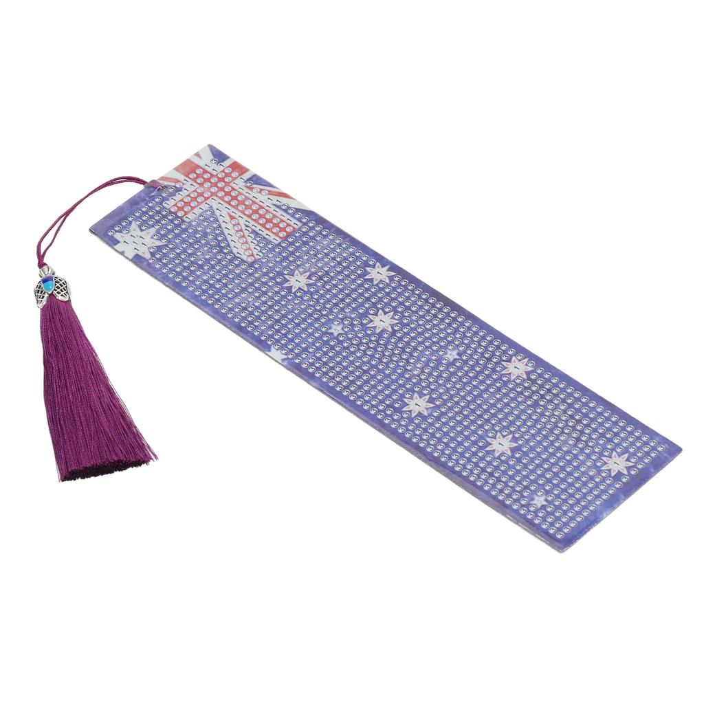 Rhinestones Painting Bookmarks American Pattern DIY Handcrafted Rhinestones Bookmarks Art Kit with Tassel