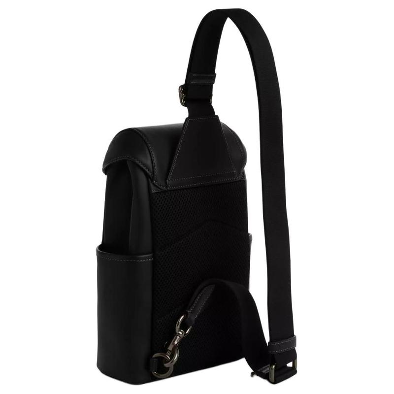 COACH Racer Pack Logo Removable Shoulder Strap Smooth Calfskin Crossbody Chest Bag Small Men's Bronze + Black
