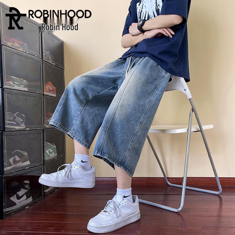 ROBINHOOD Men s Loose Fit Denim Capris XL