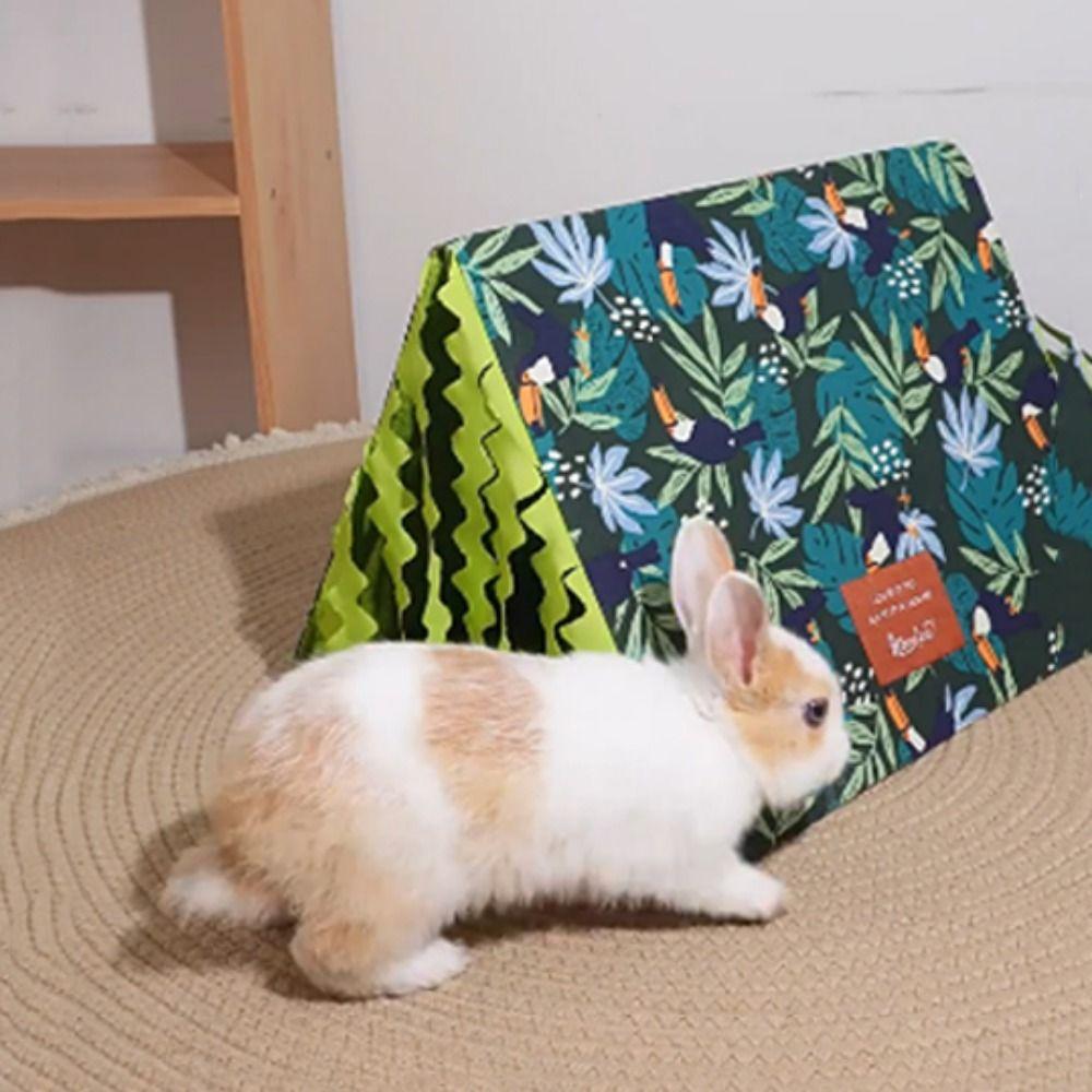 Practical Cartoon Hamster Hiding House Breathable Hamster Tent Guinea Pig Nest Parrot Pattern with Tassel Parrots Hammock Summer