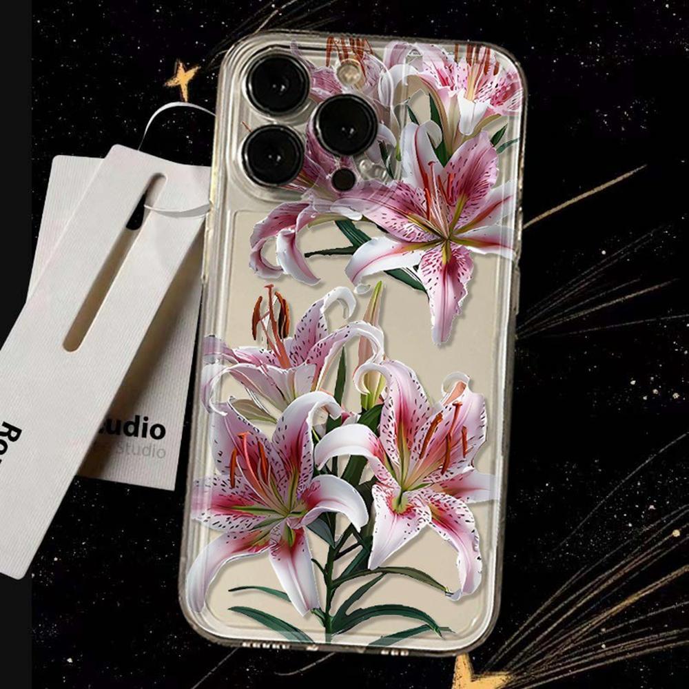 For iPhone 14 Pro Max Case Floral Lily Pattern TPU Phone Cover