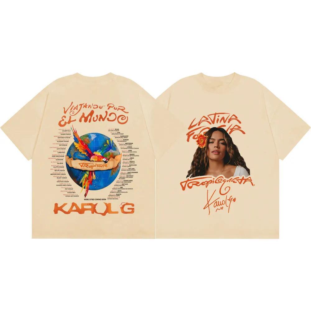 Sängerin Karol G Tropicoqueta Tour 2026 T-Shirt Herren Damen Harajuku Y2k Ästhetische T-Shirts Sommer Mode Lässiges Oversized T-Shirt