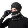 Winter Knitted Scarf Hat Glove Sets for Women Men Skiing Cap Cotton Lining Mask Touch Screen Woolen Gloves Plus Velvet Warm Thicken Beanies
