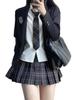 Qichenk High School Girl Cosplay Uniform Blazer and Perfect for Graduations and Opening Size L 5-Piece Set, Skirt, Shirt, Tie, Badge, Ceremonies,