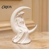 Elegant Handcrafted Home Ornaments Moon Girl Figurine, 3D Printed Mystical On Crescent Small Statue for Tabletop Statue, Collectible Sculpture Bedroom