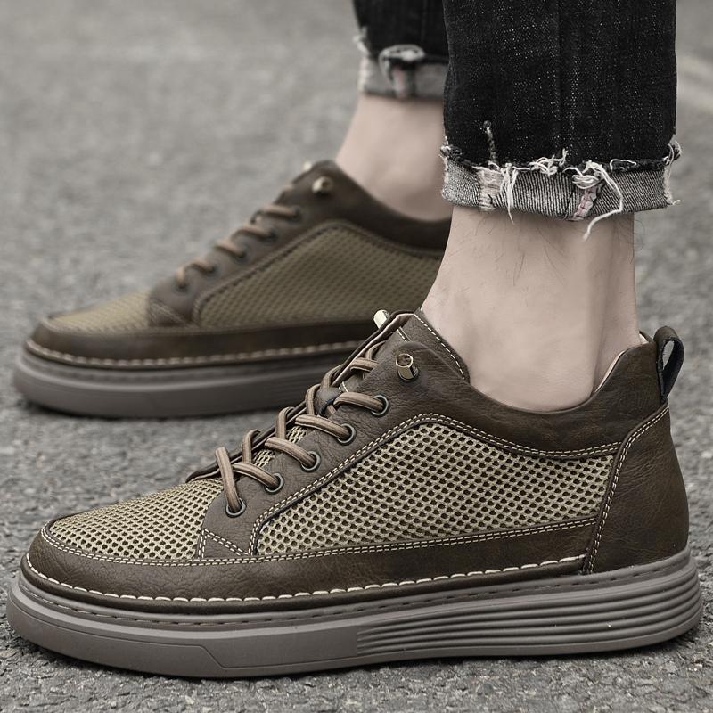 Fashion Lace Up Outdoor Running Shoes Hollow Out Man Flats Casual Sports Shoes for Men Lightweight Mens Sneakers Breathable Skate Shoe