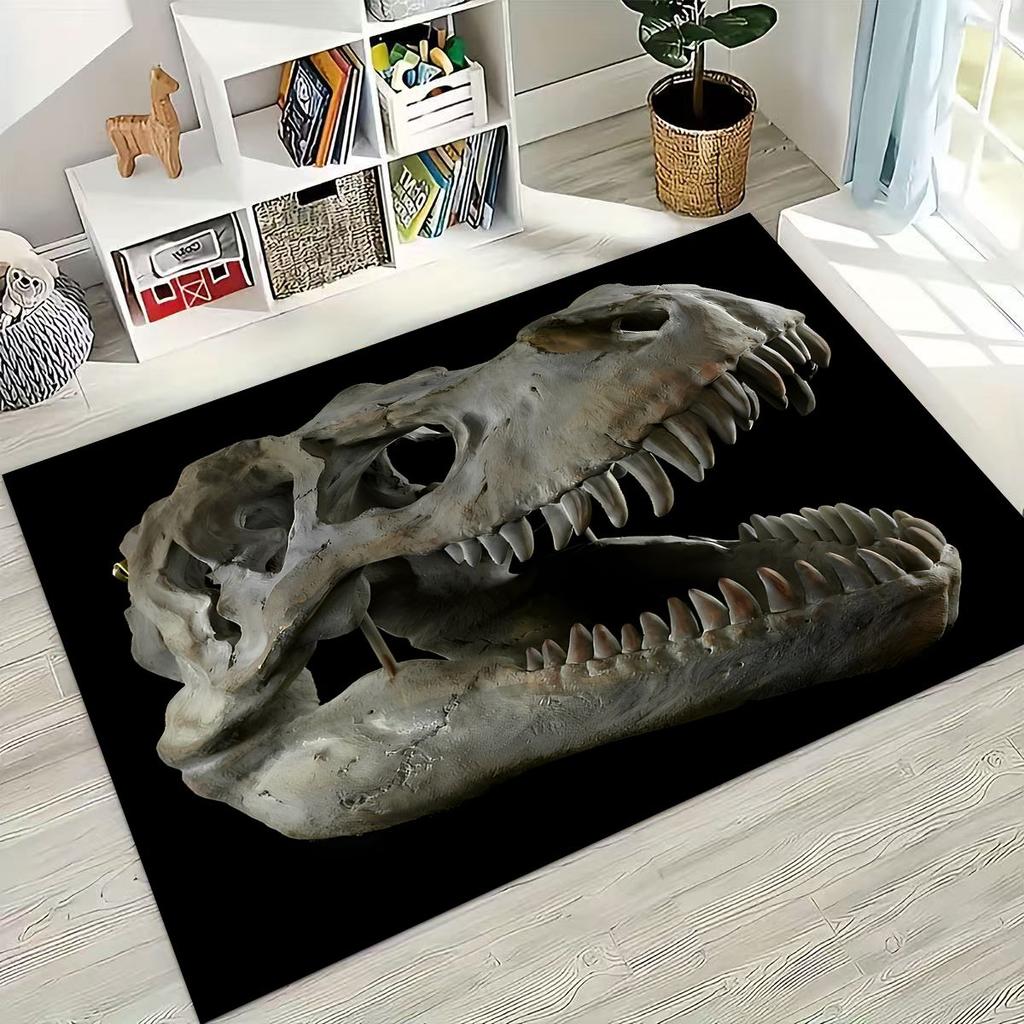Ancient Creatures Dinosaur Ammonite Fossil Art Rug for Bedroom Living Room Sofa Home Doormat Decor,Large Kids Non-slip Floor Mat