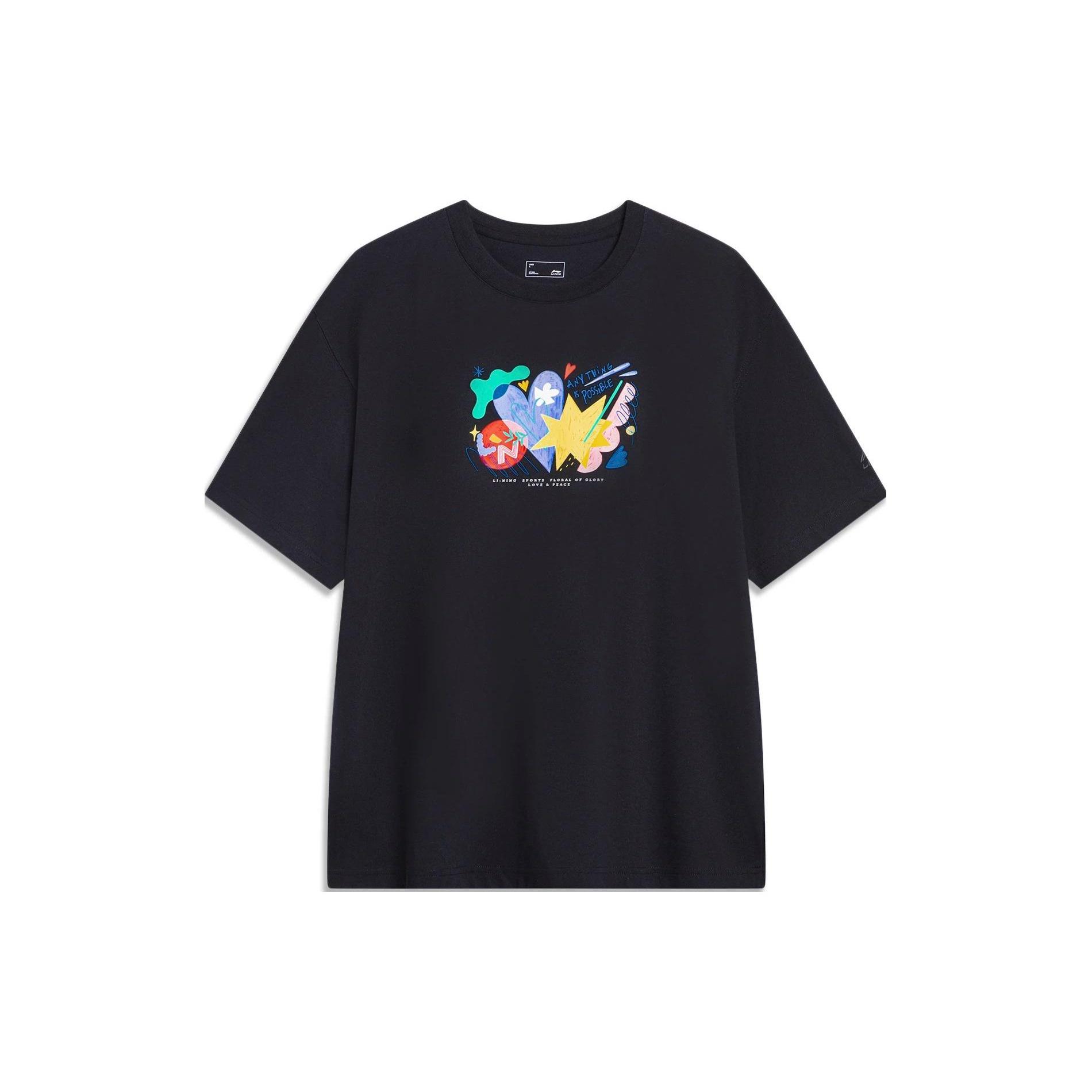 Li-Ning Sport Sweat-Absorbent Comfortable Tee Black Multi Men s AHST459-4 XL