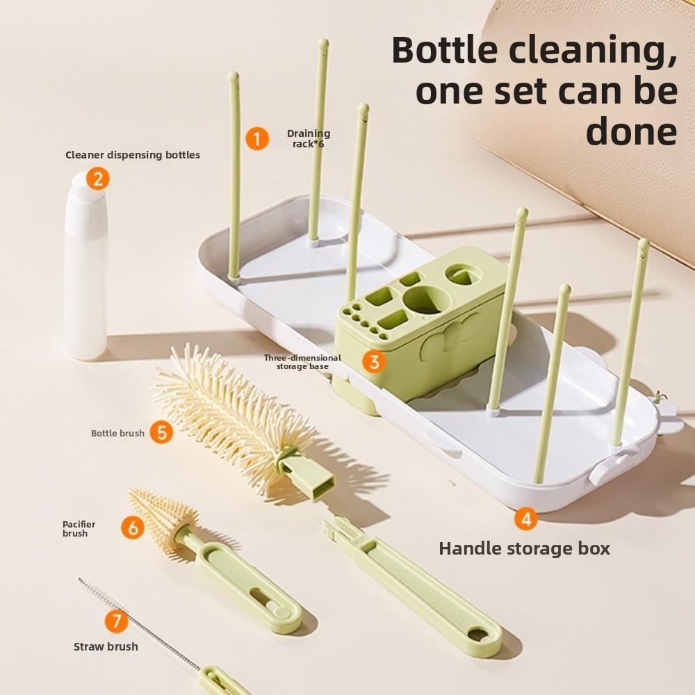 Silicone Baby Bottle Brush Set Flexible Feeding Bottle Cleaners Cup Cleaning Brushes Travel