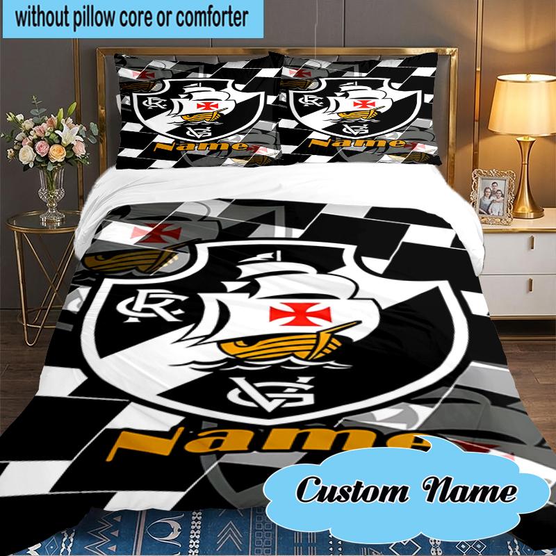 Custom Name Vasco da Gama Crest Bedding Set 3pcs, Bedding Set Including 1pc Duvet Cover And 2pcs Pillowcases for Bedroom, Dormitory Gift