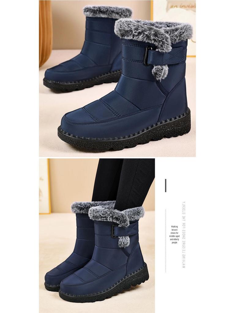 Women's High-Top Winter Snow Boots with Thick Velvet Lining for Warmth and Comfort