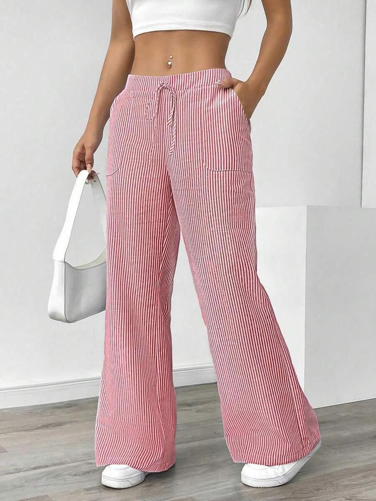 2024 Casual Versatile Striped Wide Leg Women's Trousers