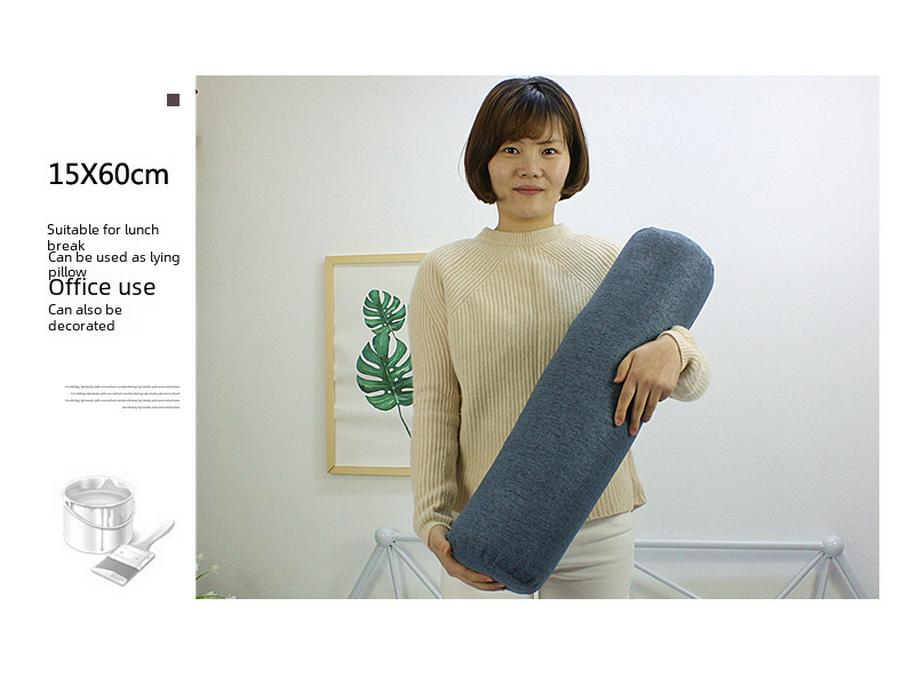 Pernă cilindrică din bumbac și in de culoare uni - Detasabilă, lavabilă, suport lombar pentru canapea, pat sau birou.