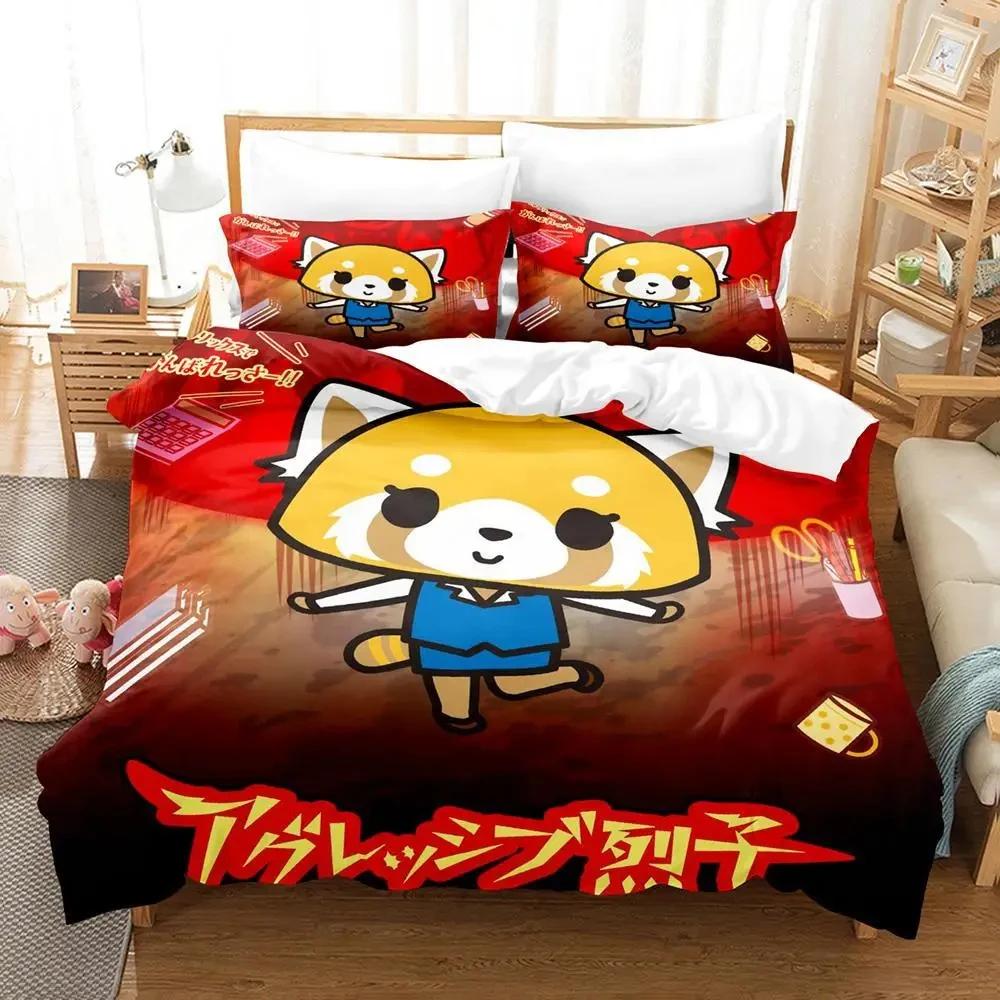 3D Print Cartoons Aggretsuko Bedding Set Duvet Cover Bed Set Quilt Cover Pillowcase Comforter king Queen Size Boys Adult Bedding