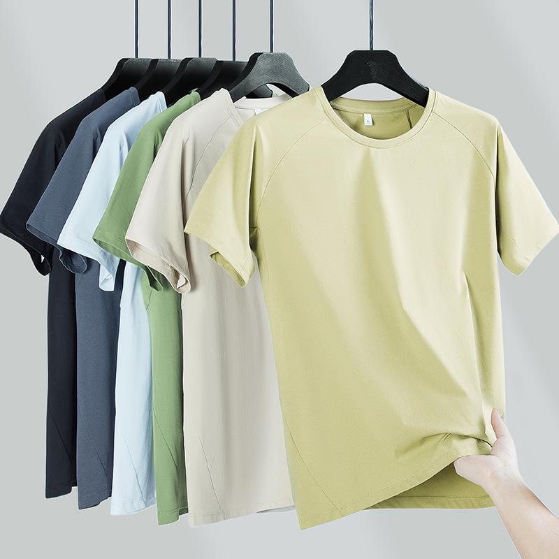 

2025 Summer Ice Silk Embroidered Crew Neck T-shirt - Short Sleeve Team Uniform XL