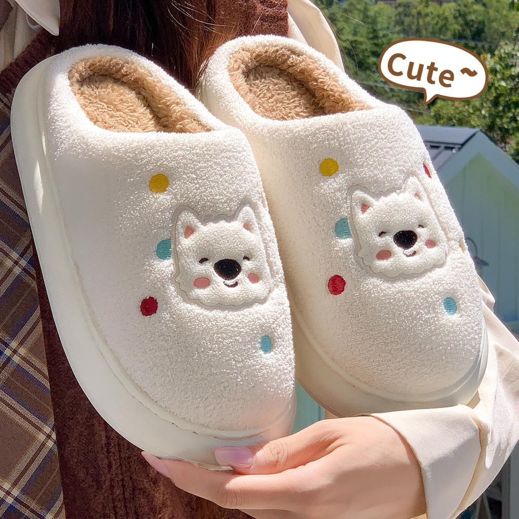 Cute Plush Cotton Slippers Winter 2025 New Home Non-slip Soft Bottom Thick Bottom Couple Indoor Warm Slippers