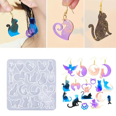 Creative Pendant Molds Earrings Silicone Mold Cat Shape Daily Wear Jewelry Molds Silicone Texture for Jewelry Making