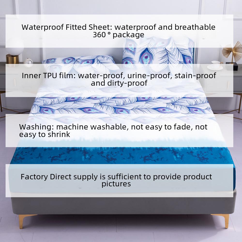 Wasserdichtes Spannbettlaken mit tiefen Taschen und Kissenbezug, einfarbiger Bettbezug - einteilig