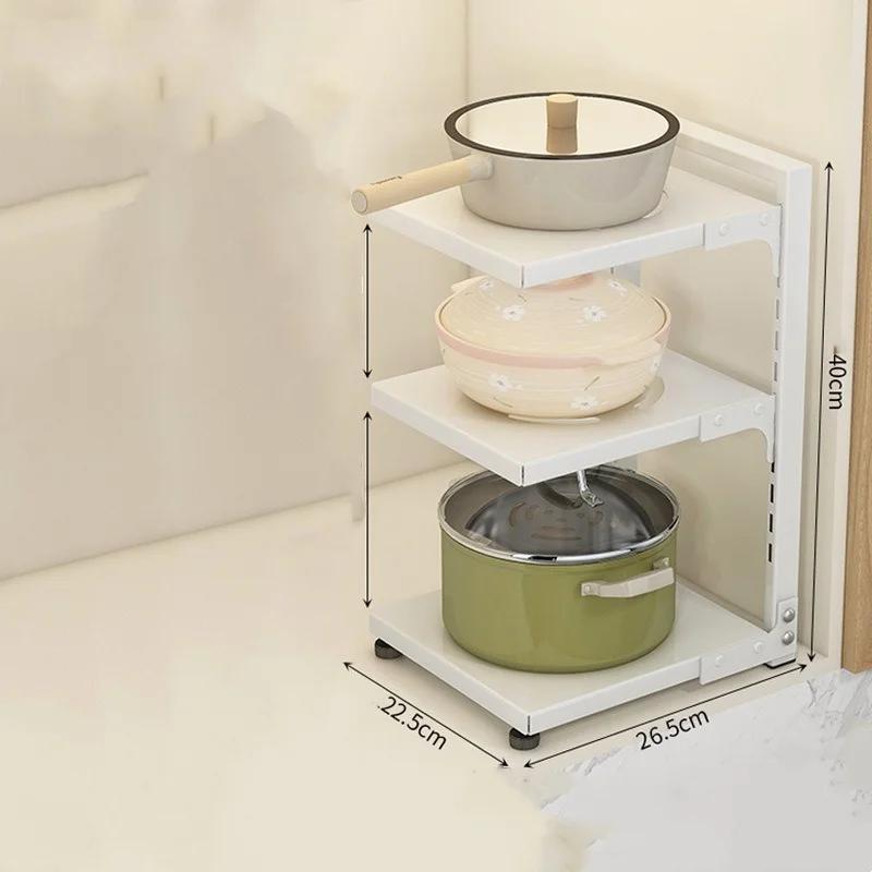 Carbon Steel Kitchen Storage Rack Multi-layer Lower Sink Cabinet Layered Pot Rack Kitchen Household Floor Lower Cabinet Storage