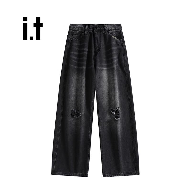 

izzue Повседневные Ретро Джинсы Деним с Завышенной Талией и Широкими Штанинами 2XL