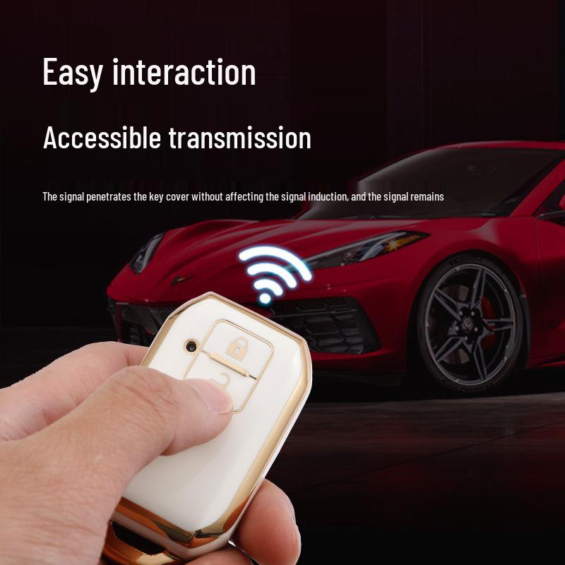 Gold Edge TPU Soft Rubber Car Key Cover for Suzuki Jimny 2-Button New Model