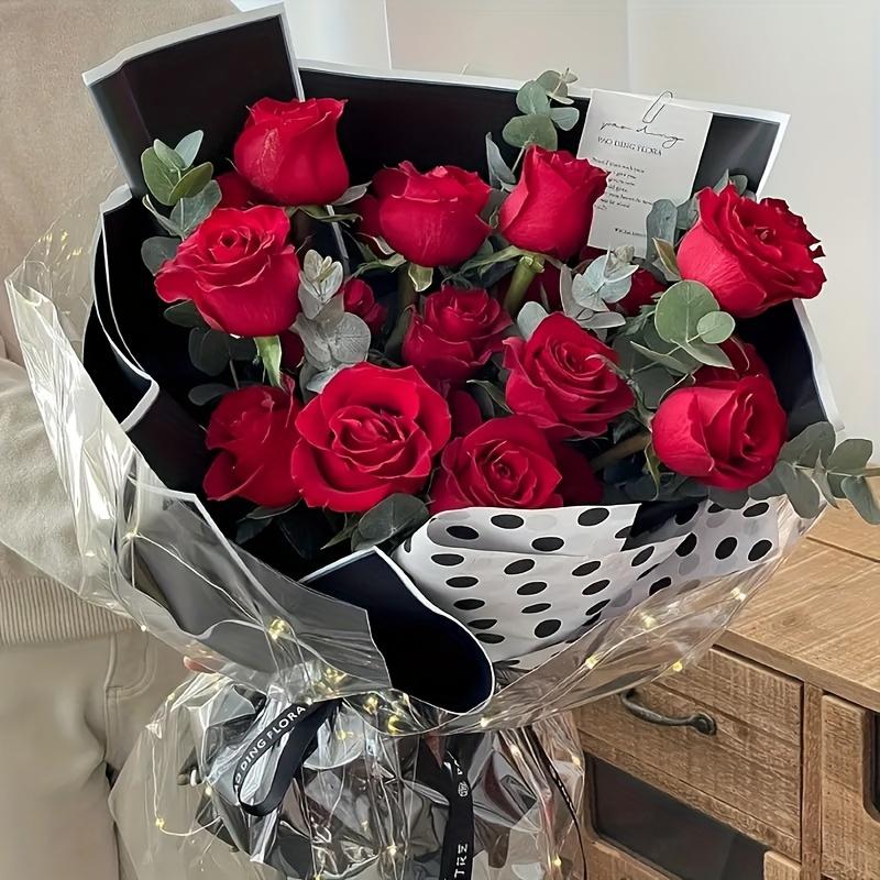 20 Blatt, schwarzes wasserfestes Geschenkpapier mit Blumenmuster, frische Blumen, Blumenstrauß, Geschenkverpackung, koreanischer Floristenbedarf, Geschenkpapier, Seidenpapier