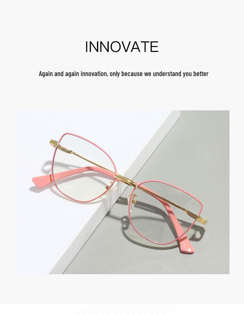 Fashion Cat Eye Blue Light Glasses, Metal Frame, Prescription-Compatible Myopia Lenses, 2025 Edition.