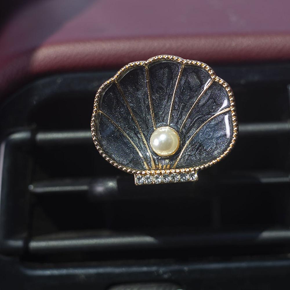 

In-car vent fragrance clip, with fragrance tablets, alloy pearl shells, in-car freshener, for Mercedes-Benz BMW чёрный