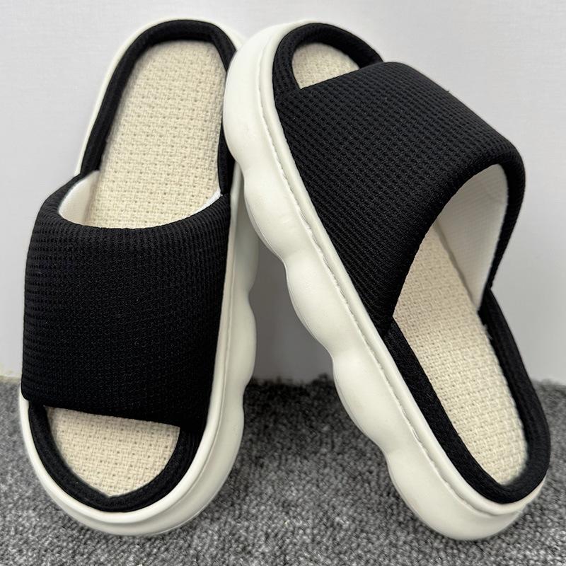Women's Fashionable Black Bow Slippers with Thick Soles - Comfortable Indoor/outdoor Shoes for All Seasons, Sandals for All Seasons