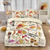 3pcs French Fries Fried Chicken Pizza Print Coreless Duvet Cover Set Comfortable Bedroom Bedding Decoration Machine Washable