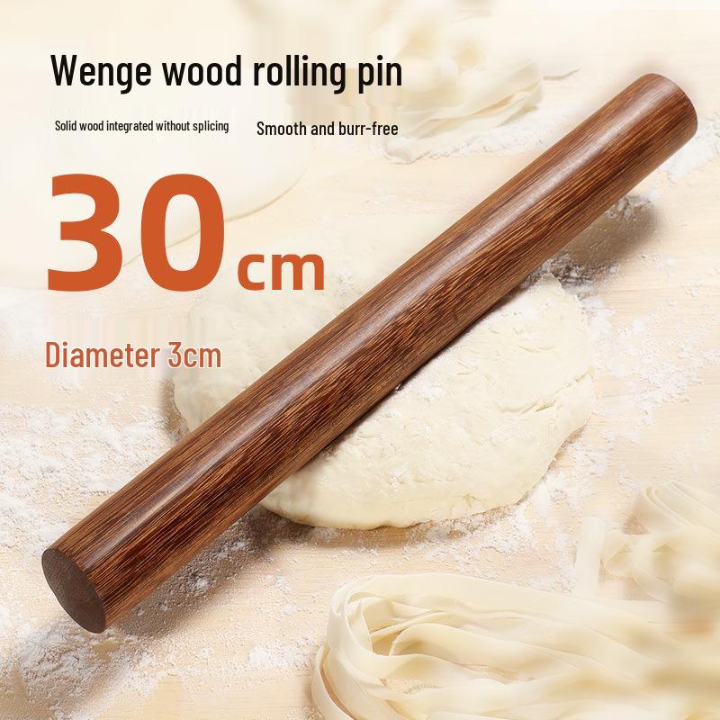 Solid Wood Rolling Pin for Dough, Dumplings & Baking - Round Head Design