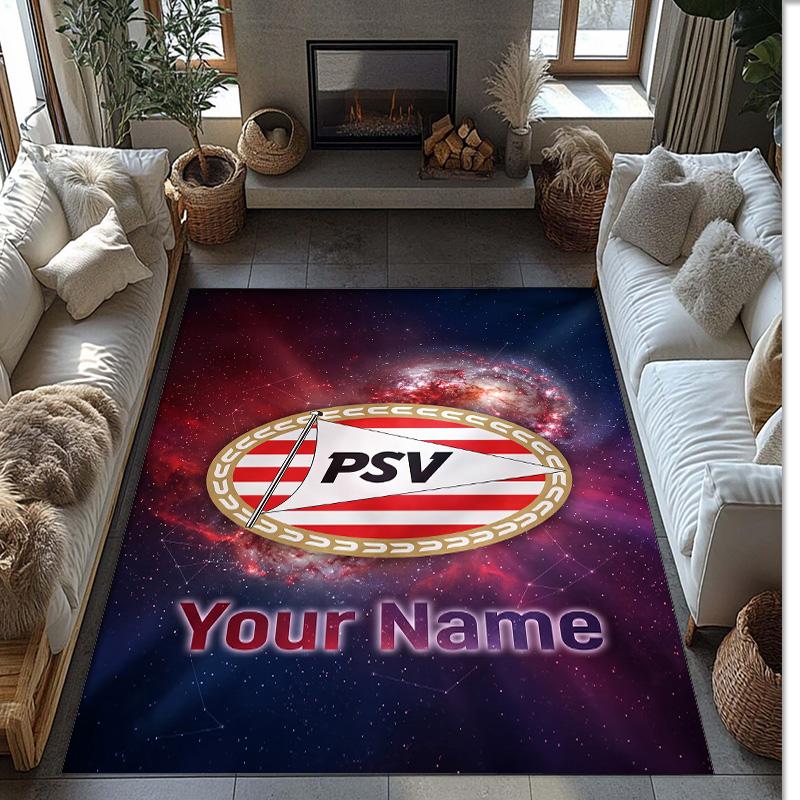 PSV Eindhoven FC Printed Crystal Velvet Rug Non‑Slip Crystal Velvet Carpet For Sofa Bedroom Indoor Home Decoration