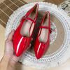 Fashion Flat Shoes for Women Spring and Autumn Shallow 2025 New Patent Leather Women's Shoes Pointed Mary Jane Retro Plus Size Flat Shoe