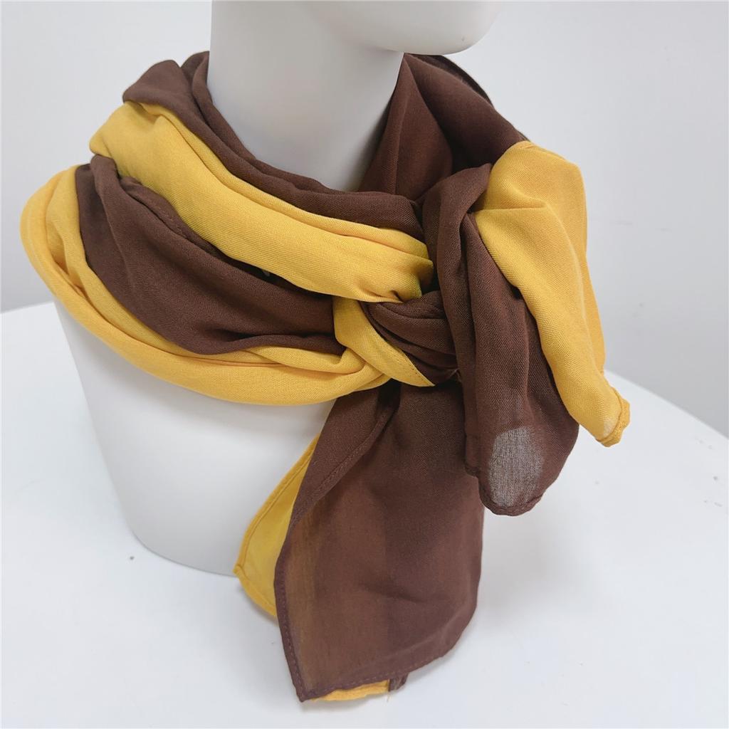 Two-Color Spliced Cotton And Linen Scarf, Very Soft To The Touch, With A Sense Of Drooping, Support