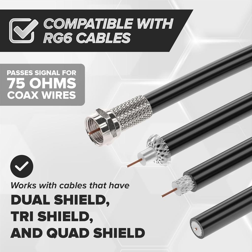 THE CIMPLE CO - RG6 Coaxial Connectors, 100 PCS, Coax Cable, Screw-On Connector, Twist-On F-Type, No Tool Required, for Easy Installation