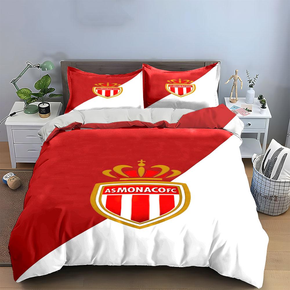 Red crown, AS Monaco crest. Bedding sets Duvet cover sets Duvet covers Pillowcases(1 * Duvet Cover 2 * Pillowcases without duvet insert)
