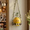 Decorative Pieces for Milk Tea Shops Cute Swinging Lemon Wall Hanging Ornament, Smiling Figurine, Resin Swing Vine Braided Lanyard Decor, Boho