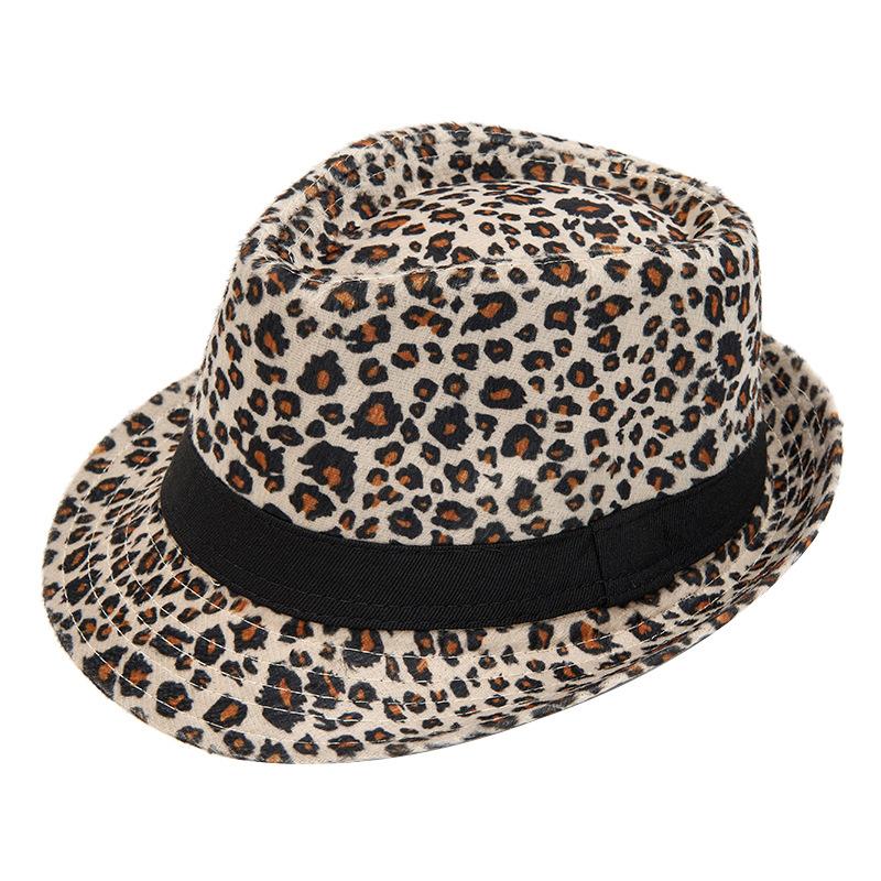 Retro Leopard Print Top Hat Men's and Women's British Jazz Hat Fashion Trend Top Hat Outdoor Outing Stage Dress Up Hat