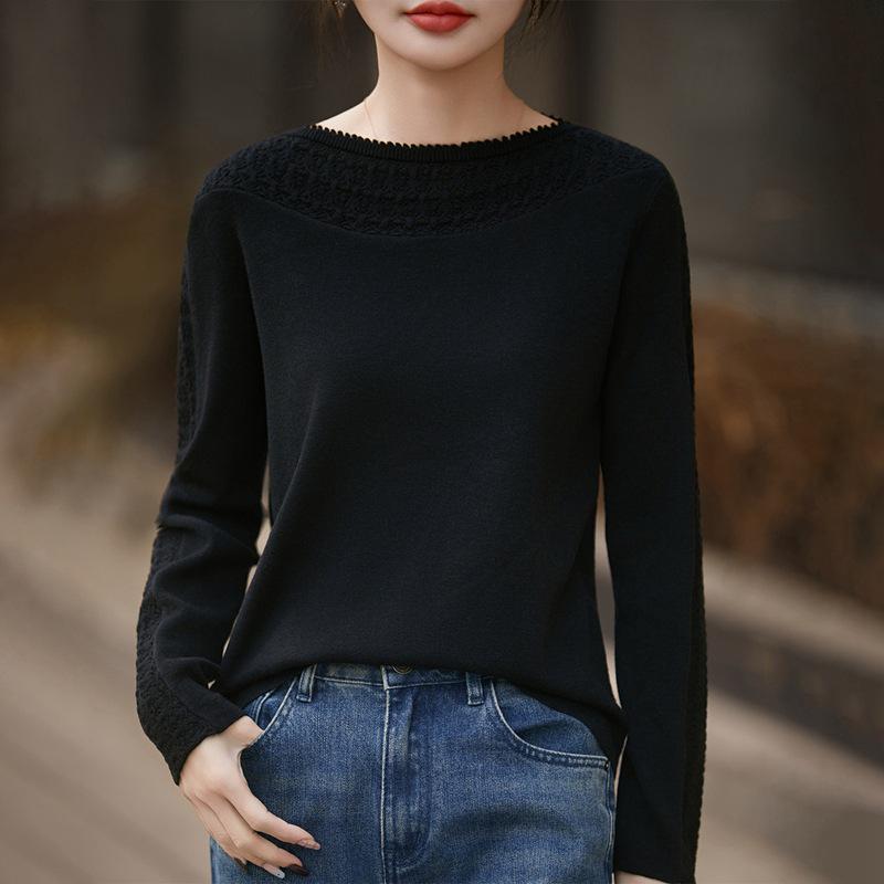 Women's Hollow Out Fine Wool Knit Sweater - Autumn/Winter Style