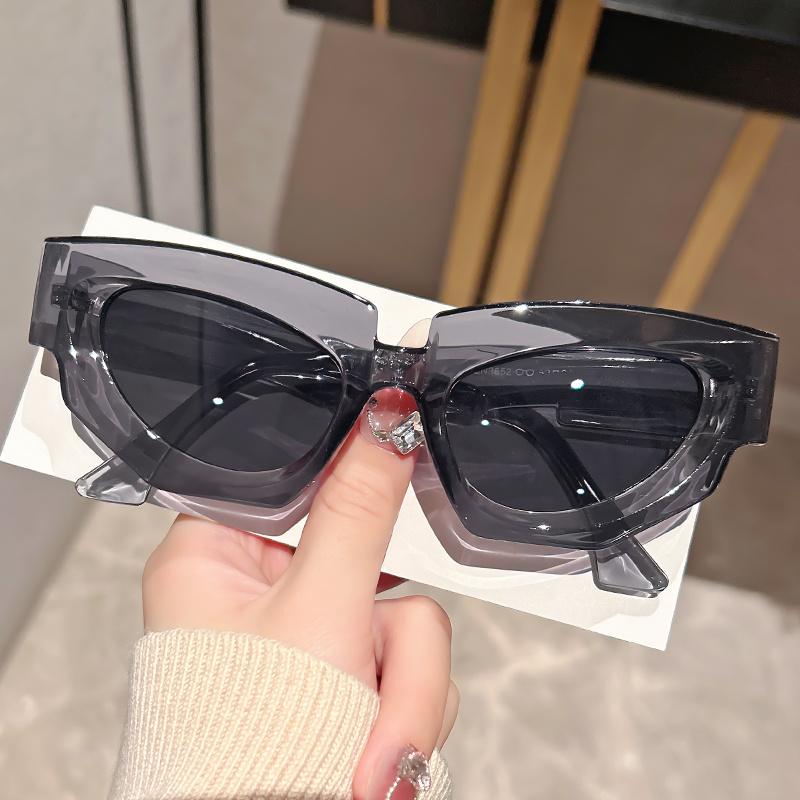 

Модные солнцезащитные очки «кошачий глаз» с нестандартной толстой оправой, идеально подходят для уличной фотографии, обычные декоративные очки серый