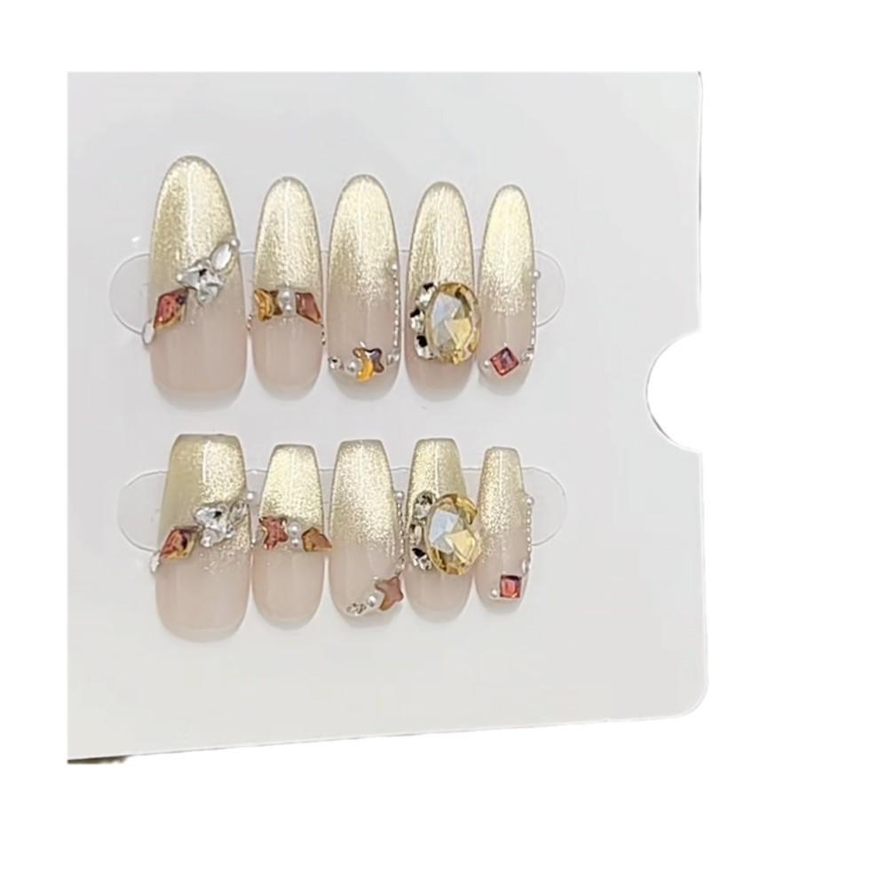 Pure Hand-made Phototherapy Wearable Nail Tablets Flash Maillard Wearable Nail Finished Product Reusable Nail Art