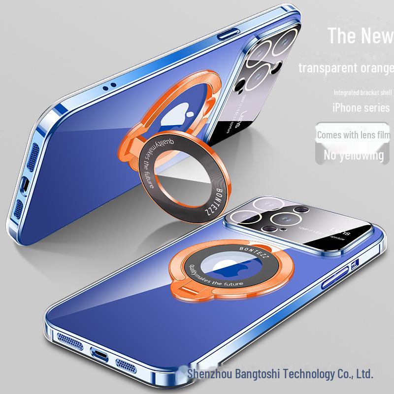 Magnetic Electroplated Clear Case with Lens Film for iPhone 15 Pro Max