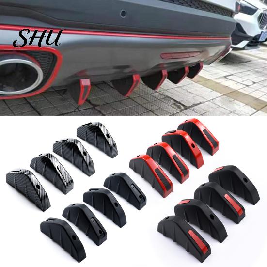 Car Body Spoiler 4Pcs Spoilers Easy Installation Fine Workmanship Eco-friendly Anti-deform Anti-scratch Decorate PP Material Universal Triangle Bumper